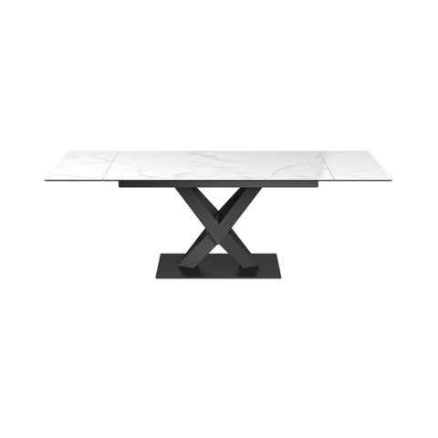 Phoenix double Extending dining table with white ceramic top