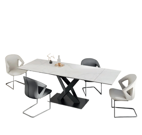 Phoenix White Ceramic Dining Table with Chairs