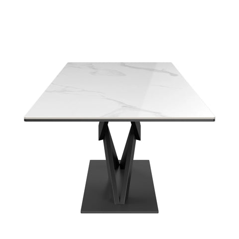 Phoenix White Gloss Ceramic Coffee Table-End-View-Image