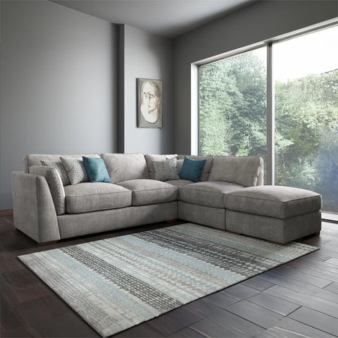 Phoebe Fabric Pillow Back Corner Chaise Sofa - Lifestyle Image 