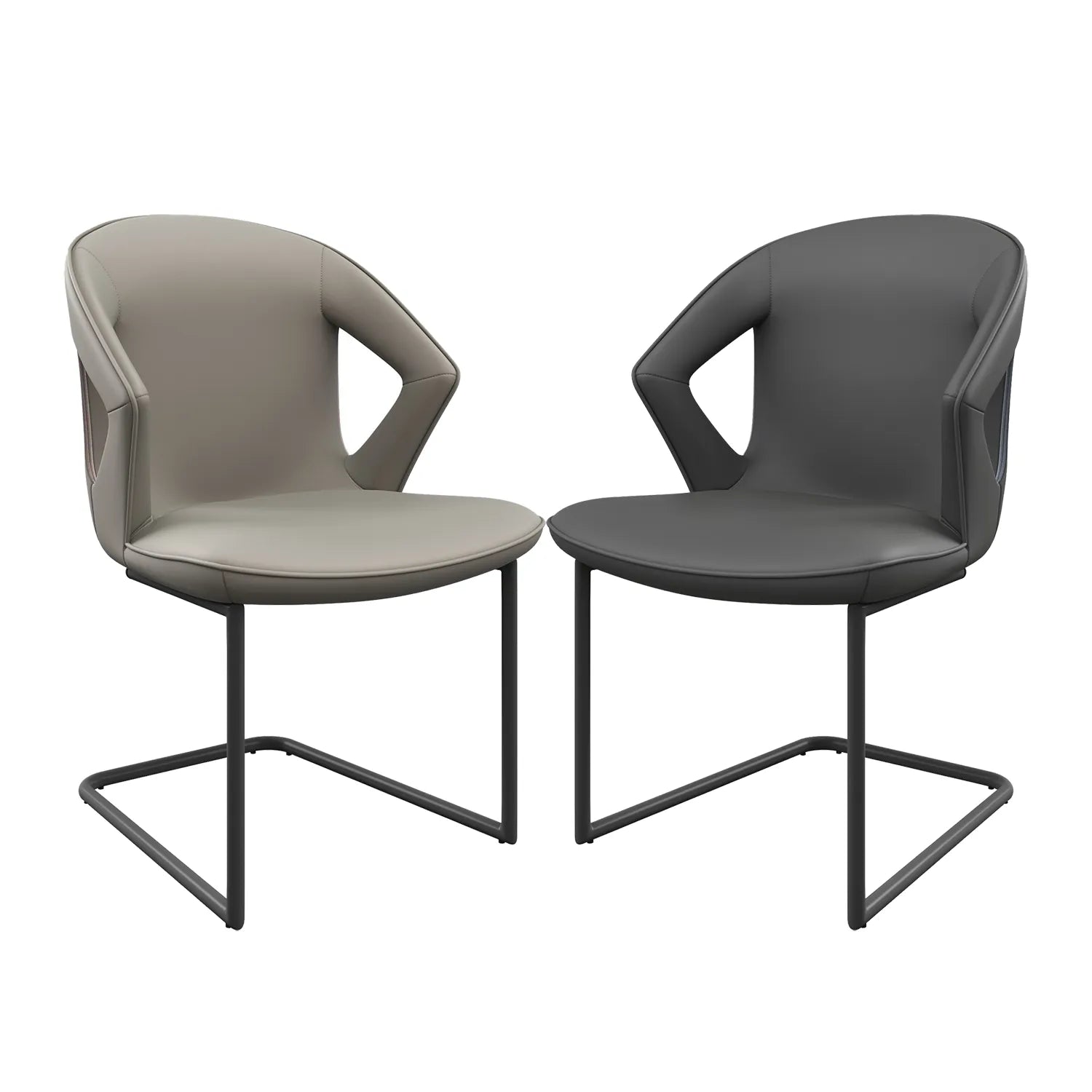 Phoenix Grey Leather Set of 4 Dining Chairs