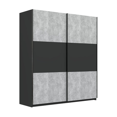 Portvelle Stone Effect Grey and Graphite Decor Sliding Door Wardrobe