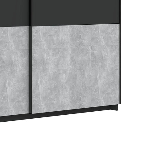 Portvelle Stone Effect Grey and Graphite Decor Sliding Door Wardrobe - Details