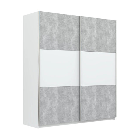 Portvelle Stone Effect Grey and White Decor Sliding Door Wardrobe