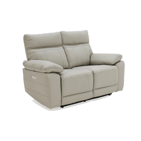 Positano Light Grey Leather 2 Seater Electric Recliner Sofa