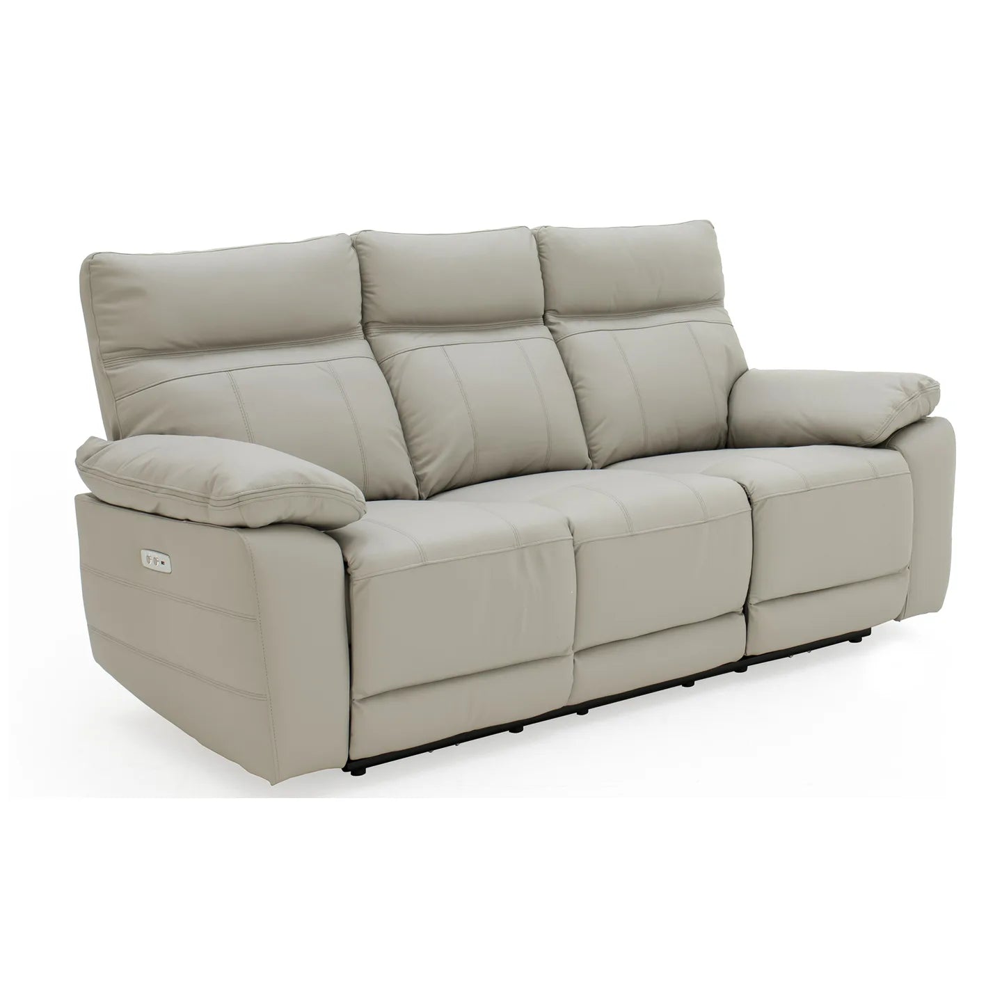 Positano Light Grey Leather 3 Seater Electric Recliner Sofa