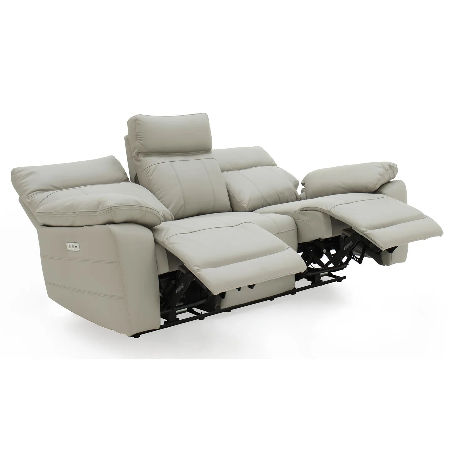 Positano Light Grey Leather 3 Seater Electric Recliner Sofa