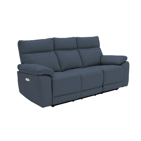 Positano Indigo Leather 3 Seater Electric Recliner Sofa