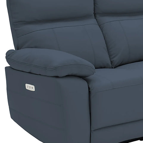 Positano Indigo Leather 3 Seater Electric Recliner Sofa