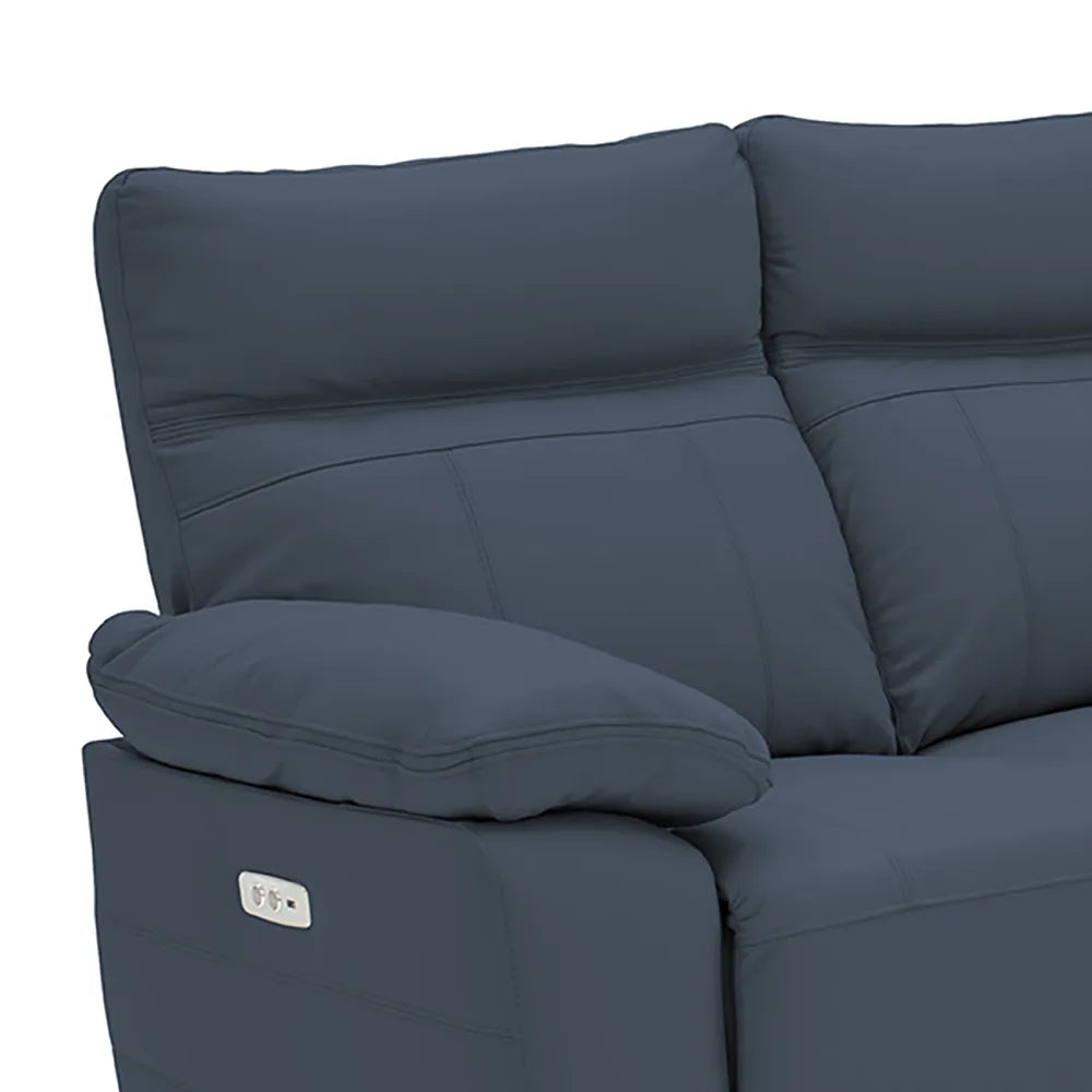 Positano Indigo Leather 2 Seater Electric Recliner Sofa