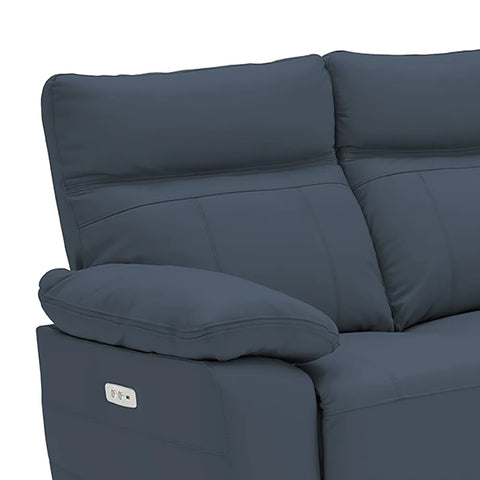 Positano Indigo Leather 3 Seater Electric Recliner Sofa