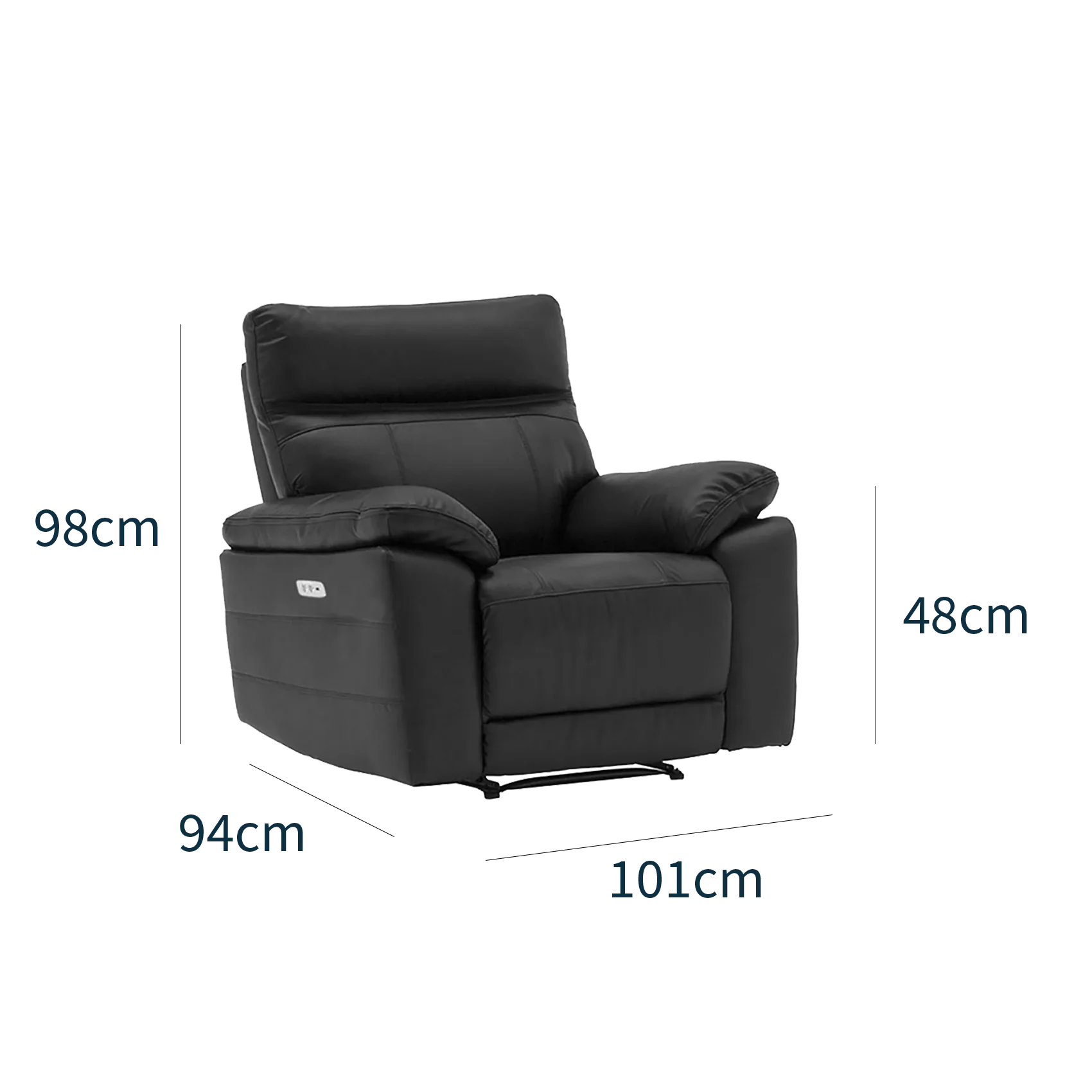 Positano Black Leather Electric Recliner Arm Chair