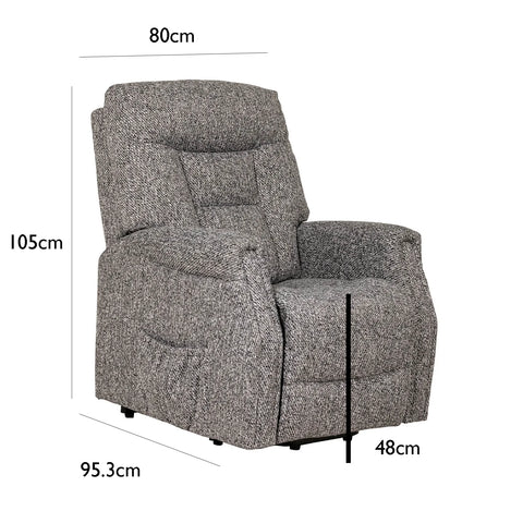 Preston Electric Lift &amp; Rise Chair in Dark Grey - Dimensions