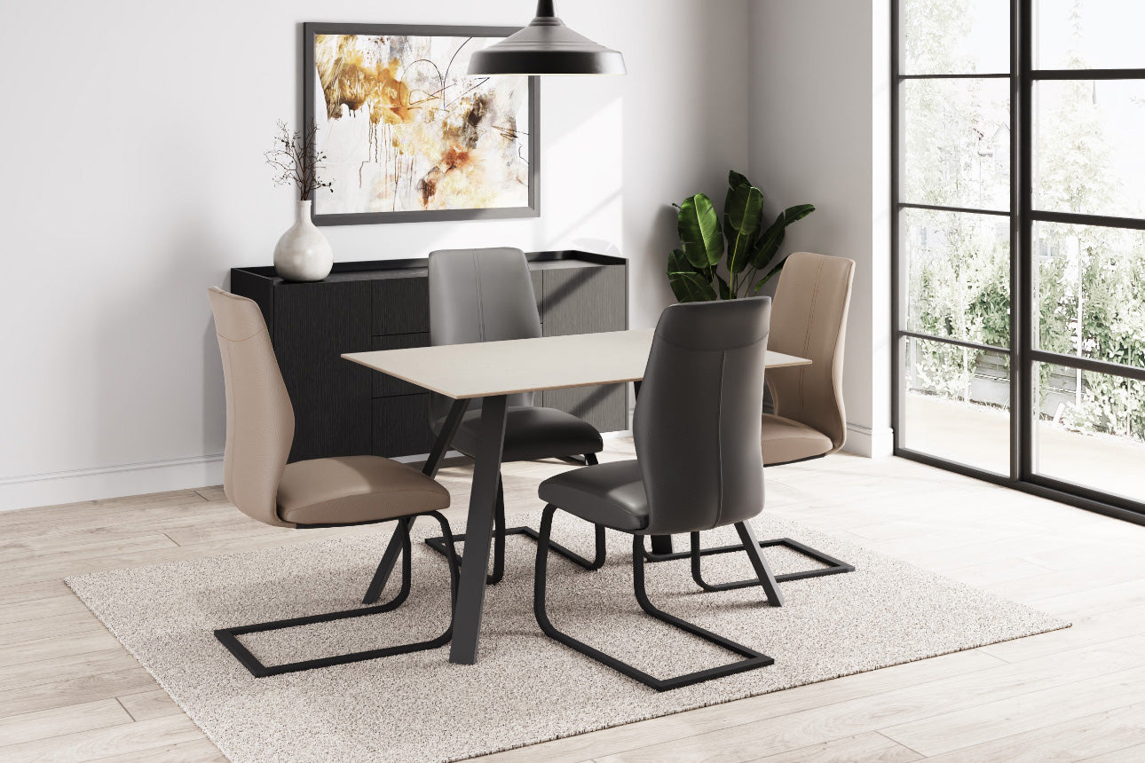 Quinlan 120cm Taupe Sintered Stone Dining Table Set