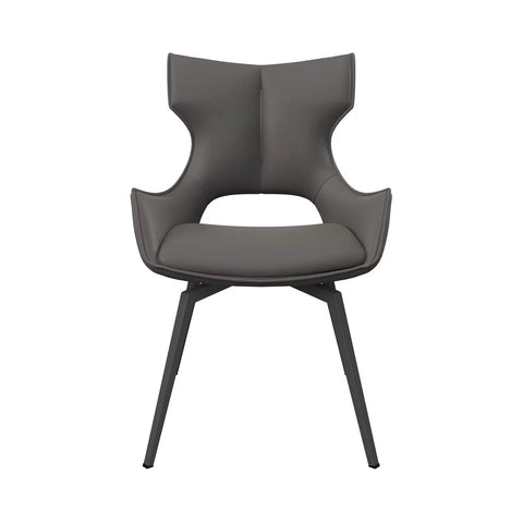 Grey Leather Swivel Dining Chair