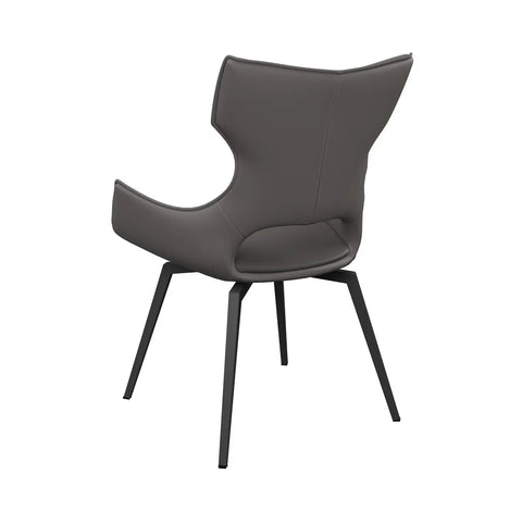 WestIn Grey Leather Swivel Dining Chairs - Back