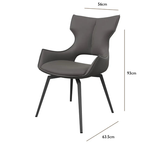 Westin Leather Swivel Dining Chairs - Dimensions