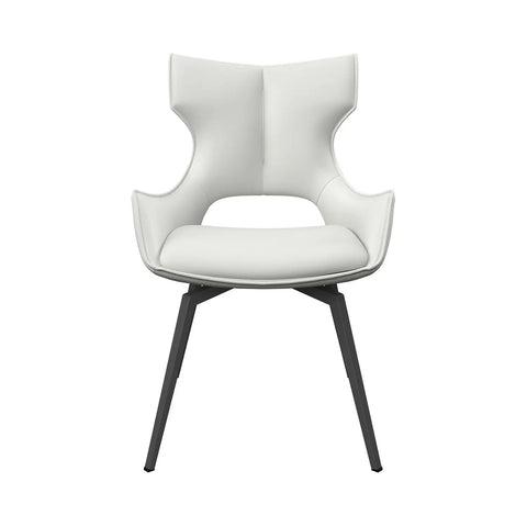 White Leather Swivel Dining Chair