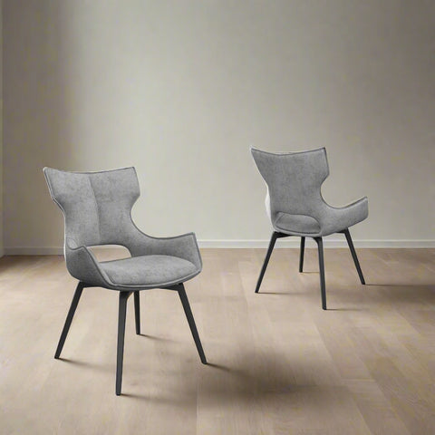 Grey Fabric Swivel Dining Chairs