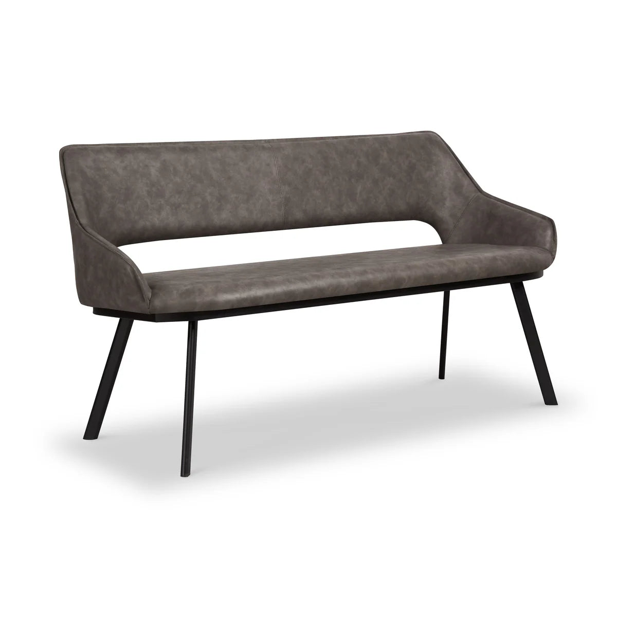 Harley Distressed Grey Leather Dining Bench