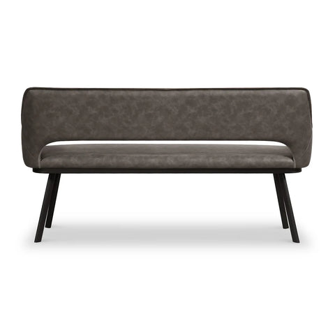 Harley Distressed Grey Leather Dining Bench, also available in Grey Boucle Fabric - Back View 