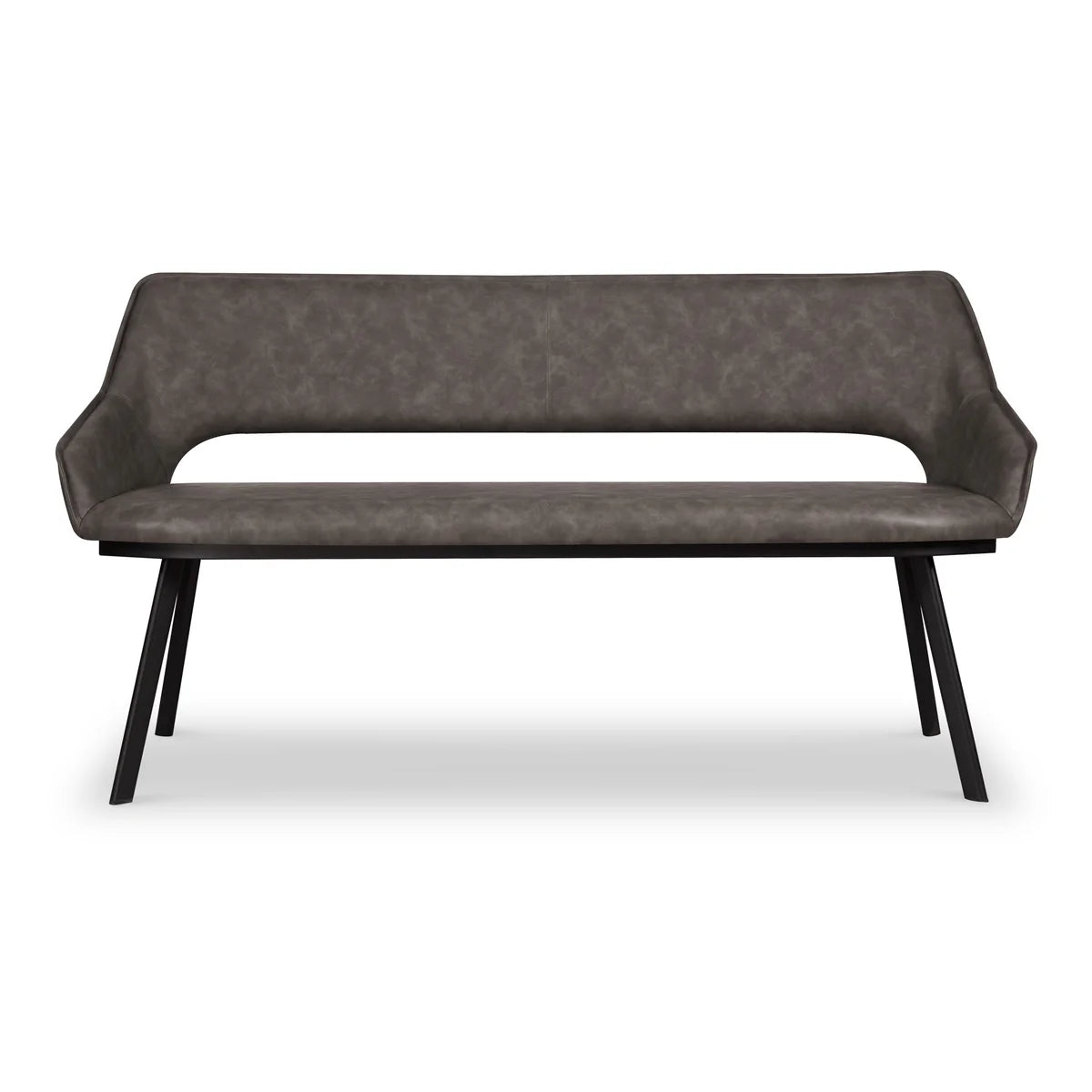 Harley Distressed Grey Leather Dining Bench