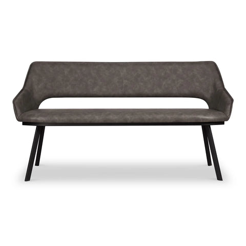 Harley Distressed Grey Leather Dining Bench, also available in Grey Boucle Fabric - Main Image  