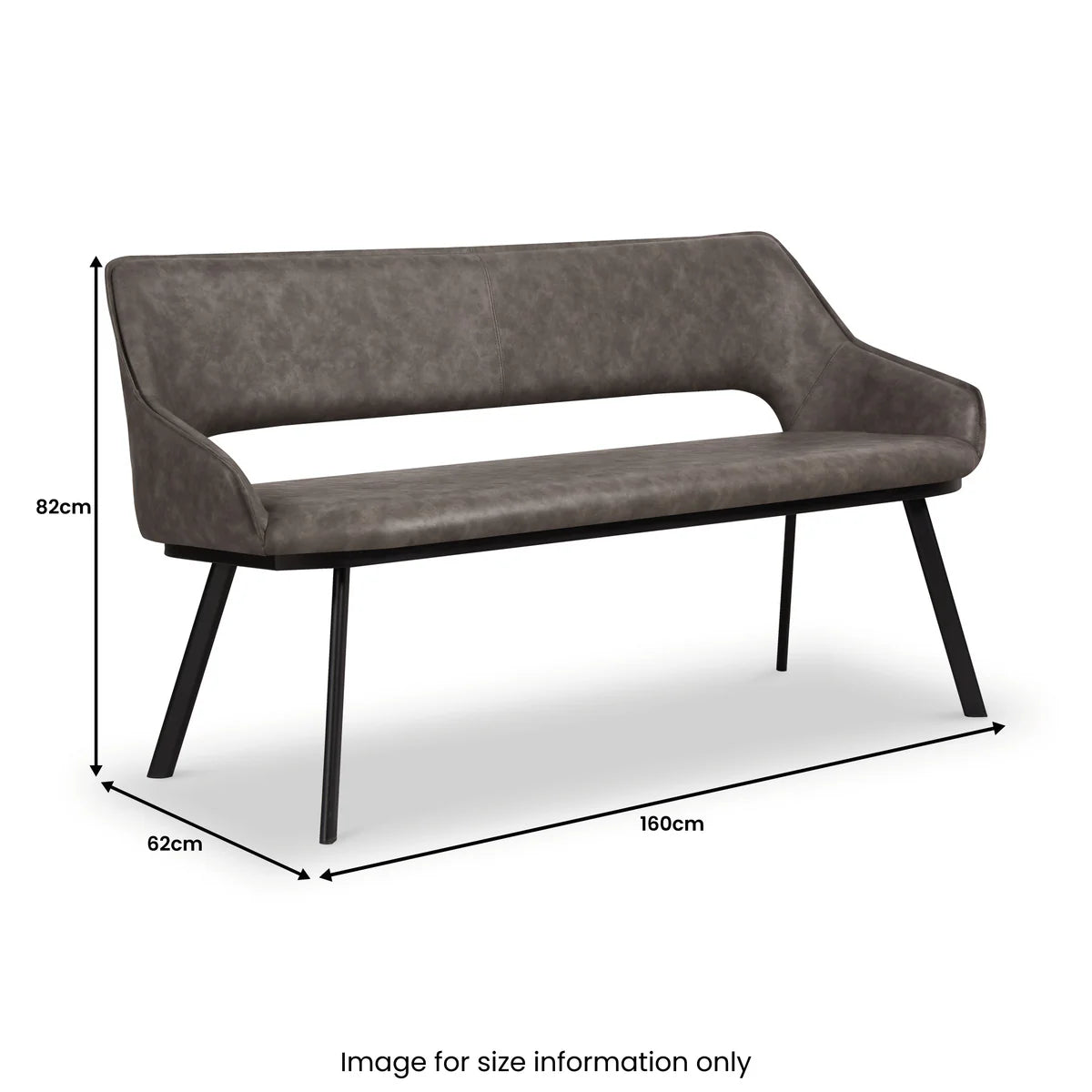 Harley Distressed Grey Leather Dining Bench