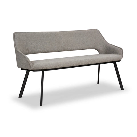 Harley Light Grey Boucle Dining Bench, also available in Distressed Grey Leather - Angled Image 