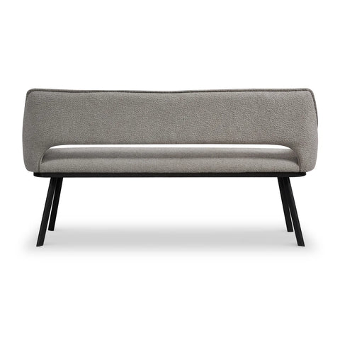 Harley Light Grey Boucle Dining Bench, also available in Distressed Grey Leather - Back of Bench