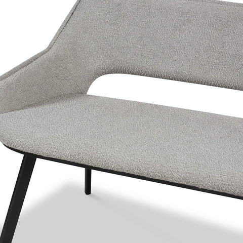 Harley Light Grey Boucle Dining Bench, also available in Distressed Grey Leather - Close Up of Fabric