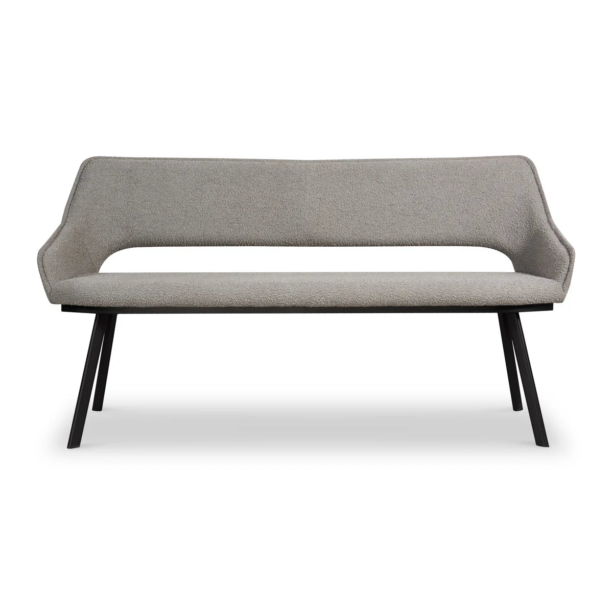 Harley Light Grey Boucle Dining Bench, also available in Distressed Grey Leather - Main Image 