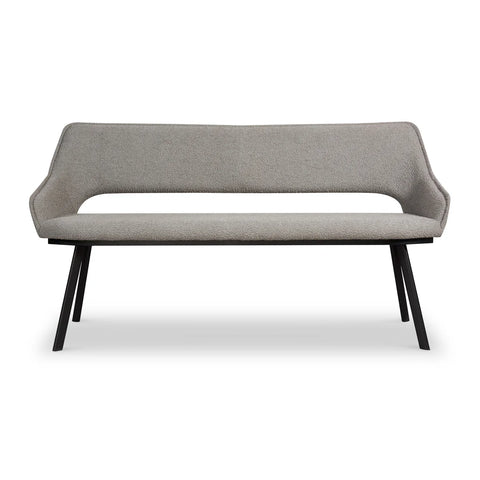 Harley Light Grey Boucle Dining Bench, also available in Distressed Grey Leather - Main Image 