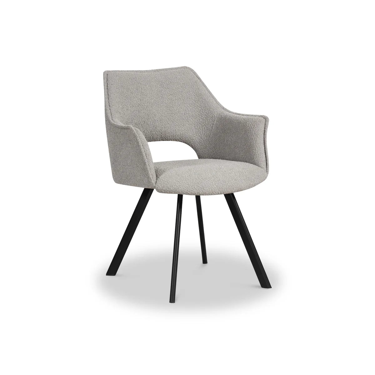 Harley Grey Boucle Dining Chairs, Set of 4. Also available in Distressed Grey Leather and Tan Faux Suede - Main Image 