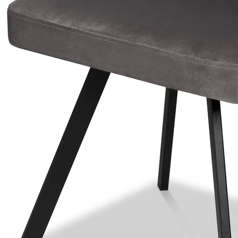 Federic Dark Grey Velvet Set of 4 Dining Chairs, also available in lLight Grey Leather - Close Up of Black Legs