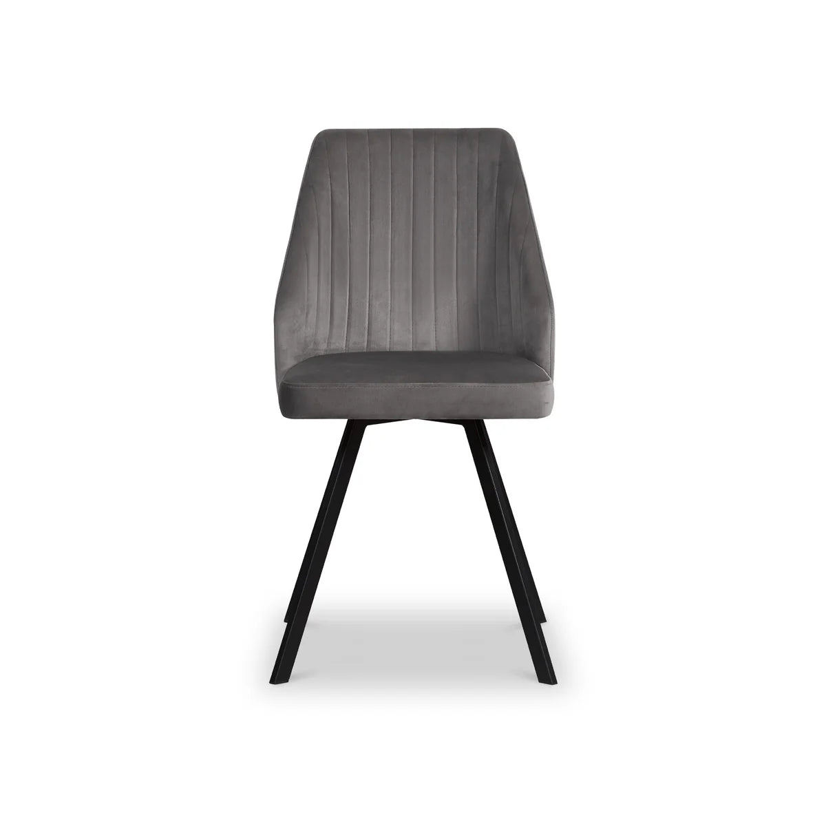 Federic Dark Grey Velvet Set of 4 Dining Chairs, also available in lLight Grey Leather - Front View 