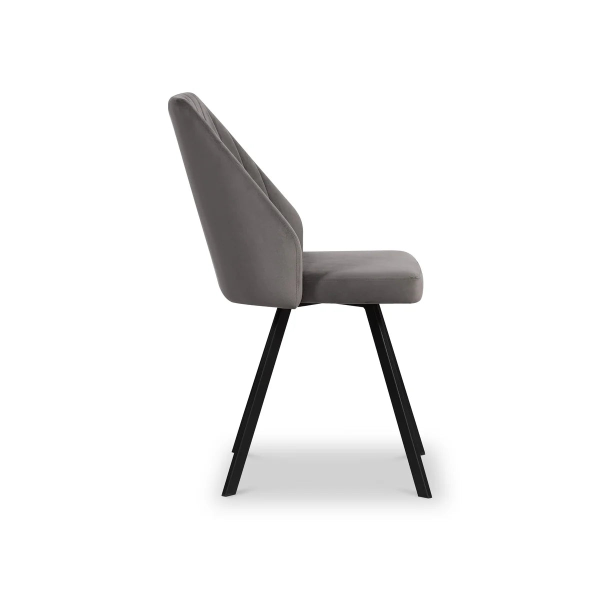 Federic Dark Grey Velvet Set of 4 Dining Chairs, also available in lLight Grey Leather - Side View 