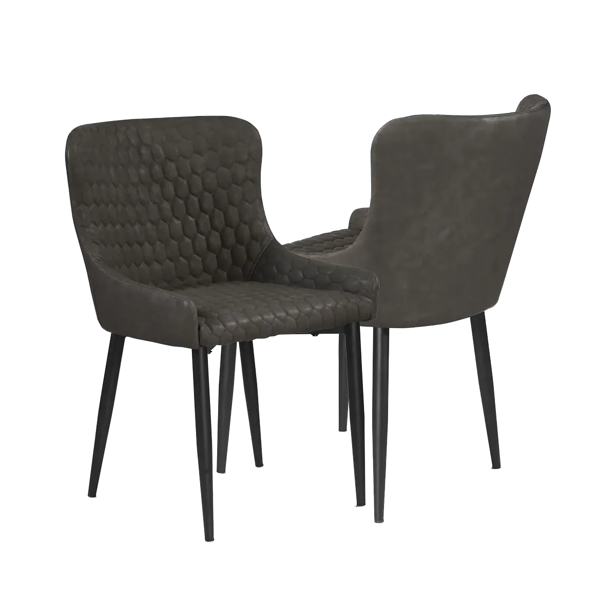 Fortuna Distressed Dark Grey PU Dining Chairs, Set of 4