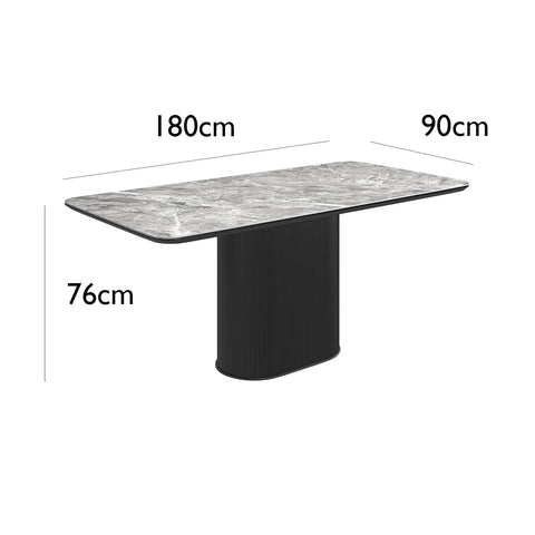 1.8M High gloss Grey Ceramic Fining Table With Pedestal. Base