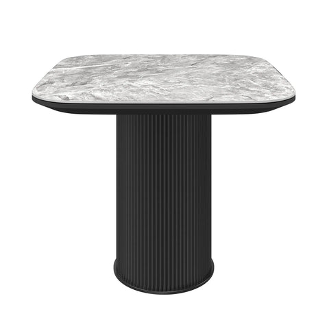 Blakely High Gloss Light Grey Marble Effect Ceramic Side Table 