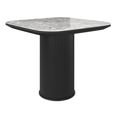 Blakely High Gloss Light Grey Marble Effect Ceramic Side Table - 001