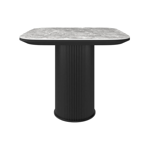 Blakely High Gloss Light Grey Marble Effect Ceramic Side Table - 002