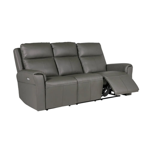 Dylan Grey Leather Electric Recliner 3 Seater Sofa  - Front 