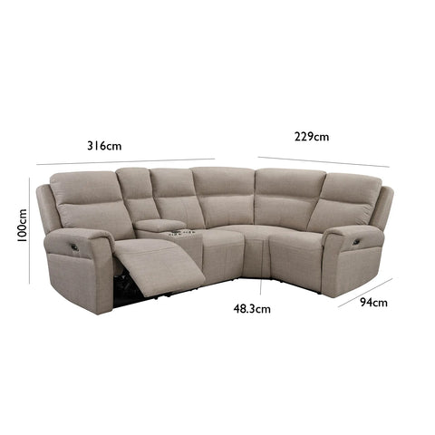 Dylan Fabric Corner Modular Power Recliner Sofa With Console