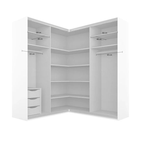 Rauch Lema 4 Door Sliding Corner Wardrobe in White High Gloss - Internal Dimensions 