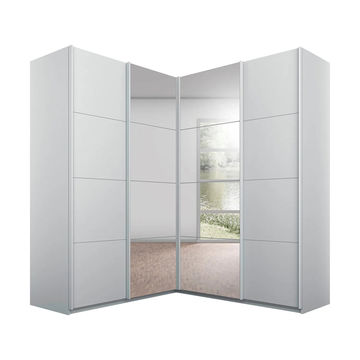 Rauch Lema 4 Door Sliding Corner Wardrobe - Silk Grey