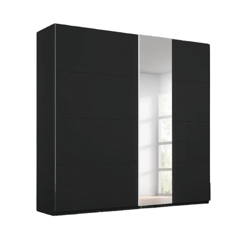 Rauch Perth Sliding Door Wardrobe Black Glass Front