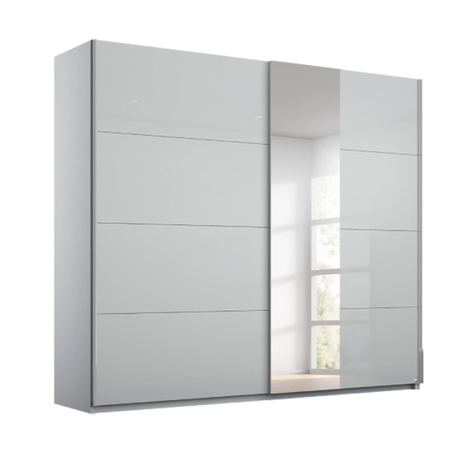 Rauch Silk Grey Perth Sliding Door Wardrobe With Mirror