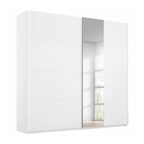 Rauch White glass and Mirror Front Sliding Door Wardrobe with Assembly service Size Width 181cm, 226cm or 271cm