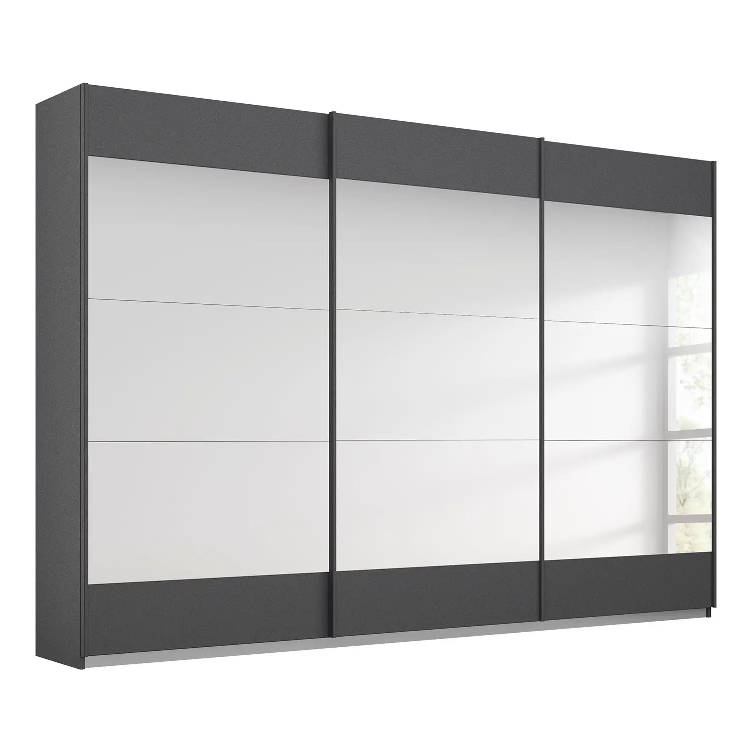 Mali 3 Sliding door Wardrobe with Mirror - White